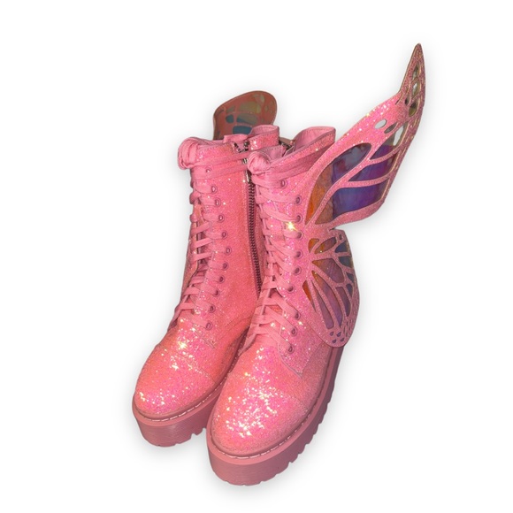 Dolls Kill Limited Edition Club Exx Bubblegum Metamorphosis Butterfly Boots - Picture 3 of 6